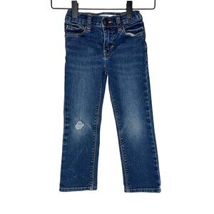 Old Navy Baby Boys 4T Jeans Straight Stretch Blue Denim Ripped Knee Flex Fit